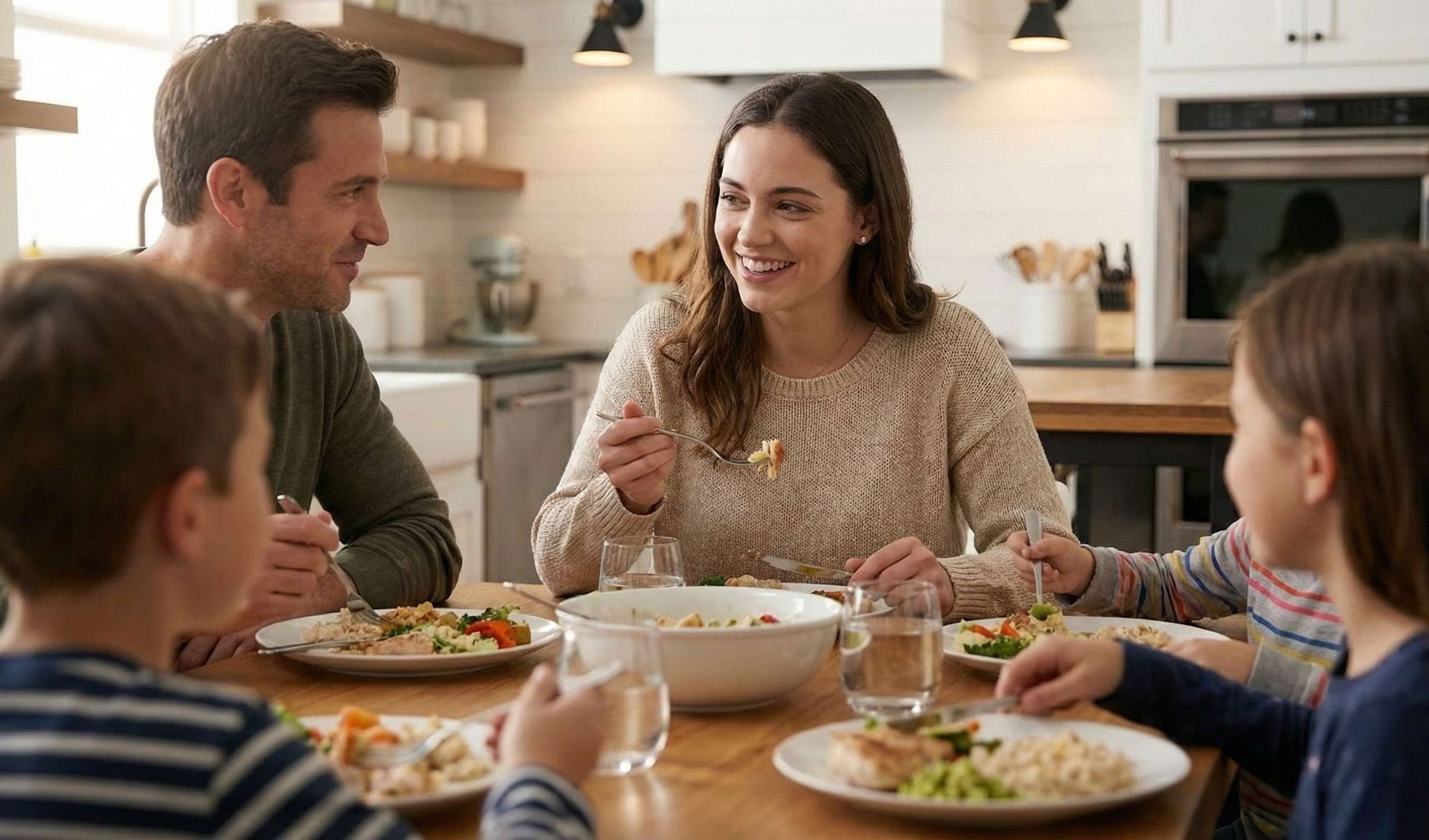 Family enjoying a meal together